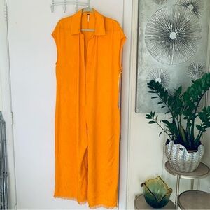 NWT Young Fabulous and broke 100% viscose yellow Jumpsuit size L